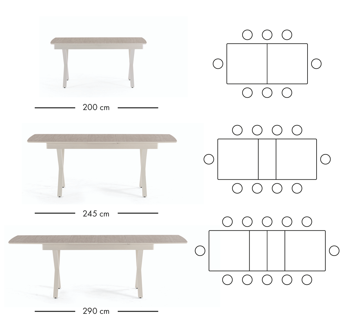 Table à manger extensible Apple 200–290 cm