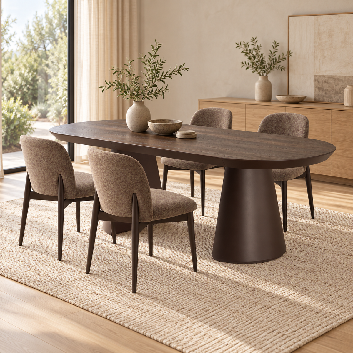 Ensemble de salle à manger Bugatti 200-400 cm + 4 chaises No-1