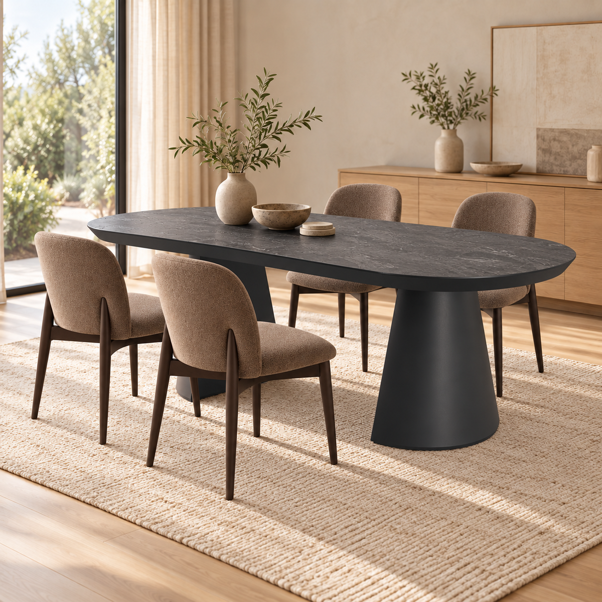 Ensemble de salle à manger Bugatti 200-400 cm + 4 chaises No-1
