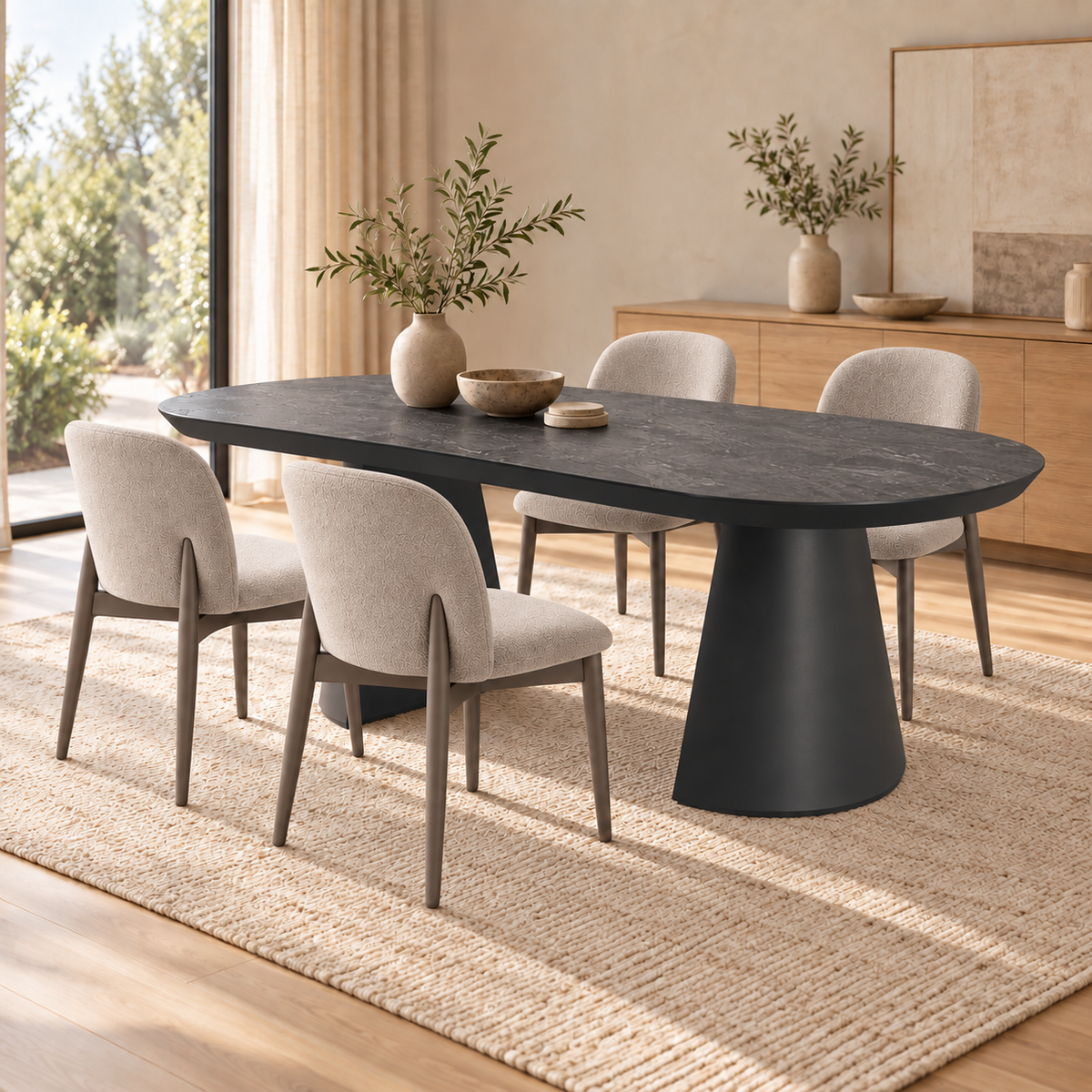 Ensemble de salle à manger Bugatti 200-400 cm + 4 chaises No-1