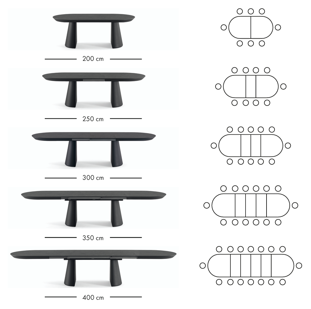 Table à manger extensible Bugatti 200–400 cm