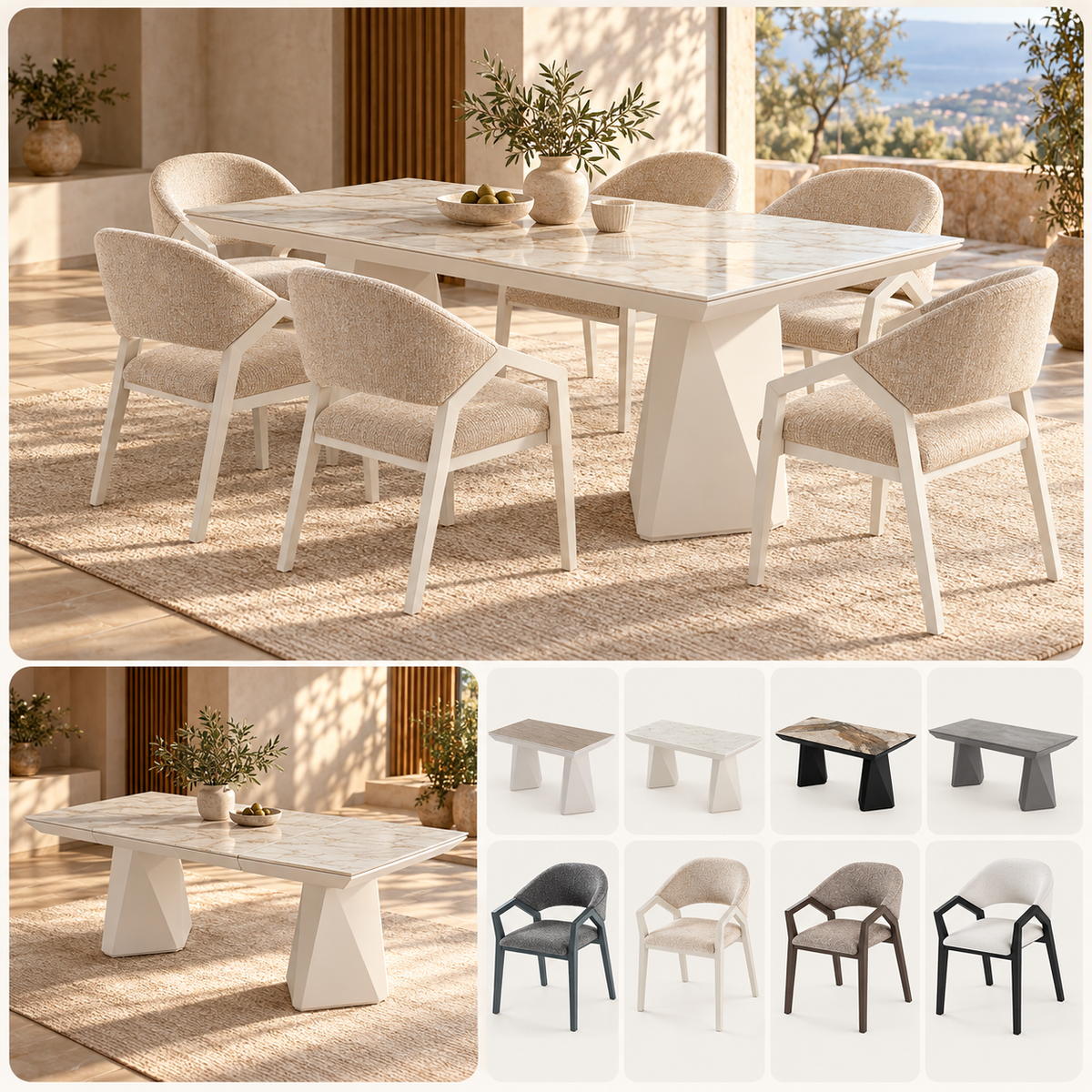 Ensemble de salle à manger Diamond – table à manger extensible + 6 chaises Diamond