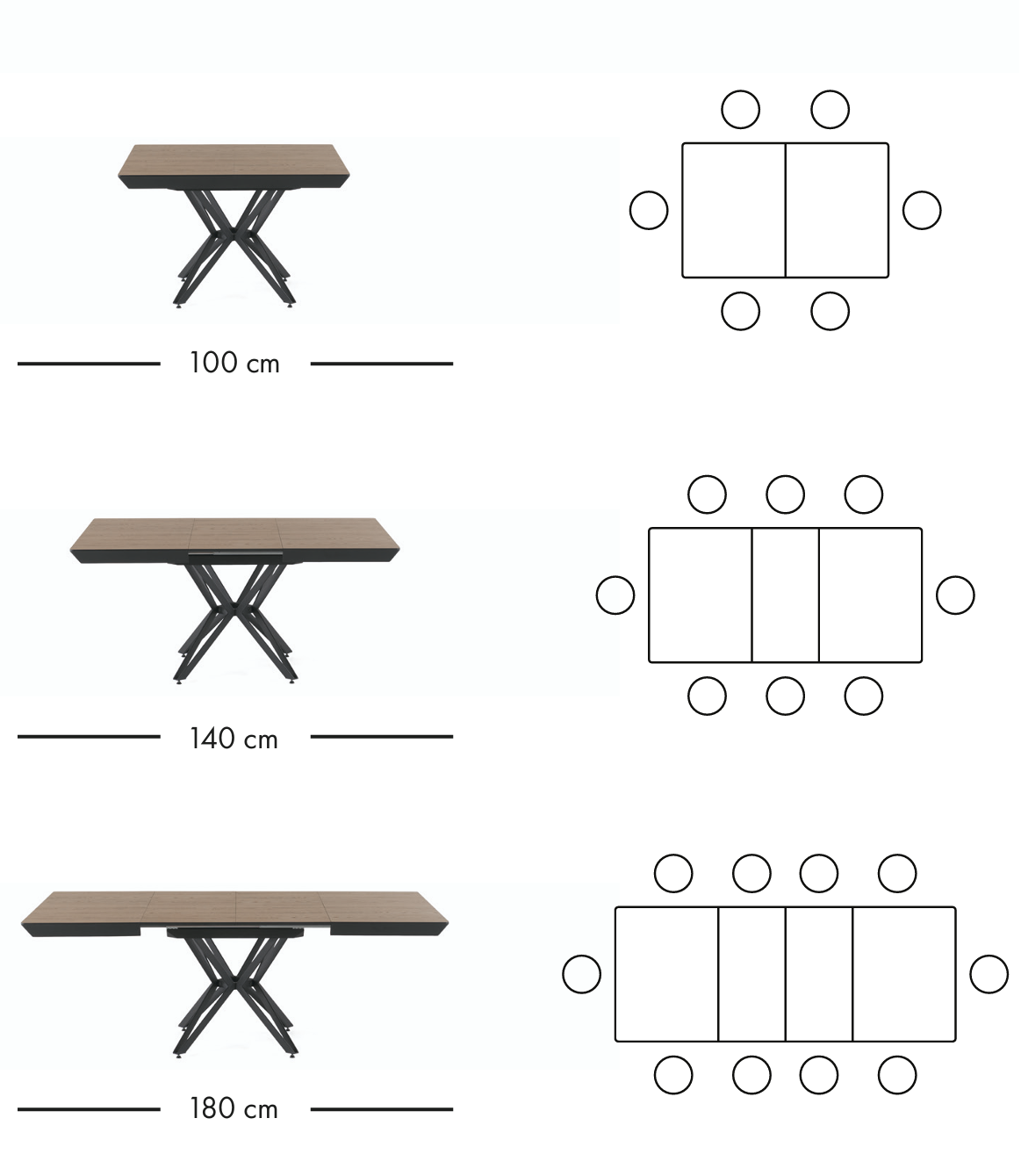 Table à manger extensible Panama 100–180 cm