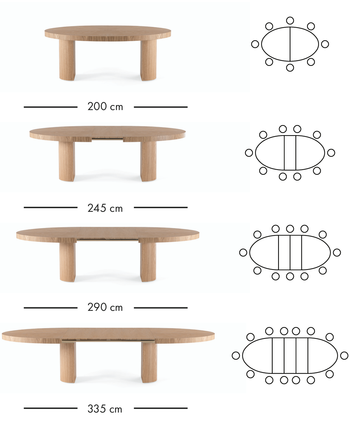 Table à manger extensible Roda 200–335 cm