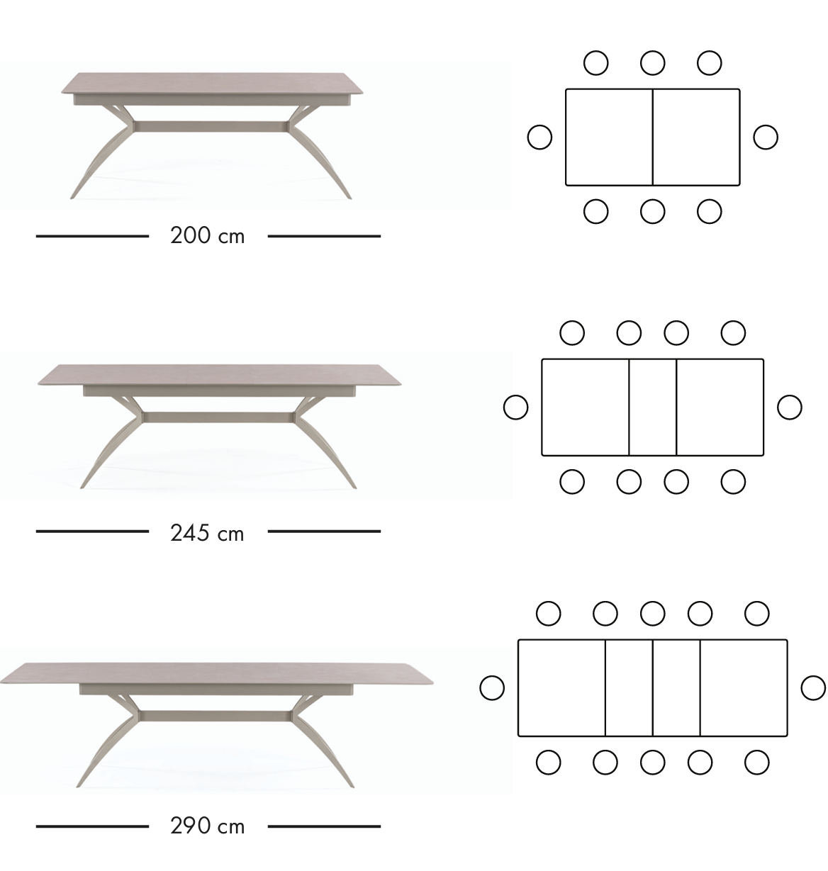 Table à manger extensible Tesla 200–290 cm