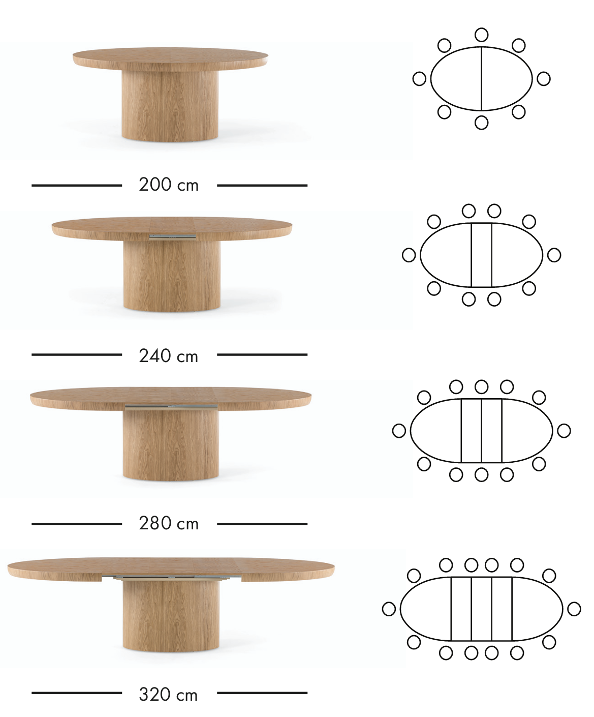 Table à manger extensible Valencia 200–320 cm