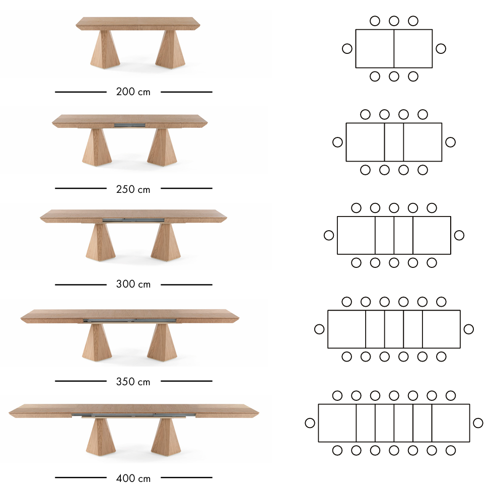 Table à manger extensible Diamond 200–400 cm – chêne naturel